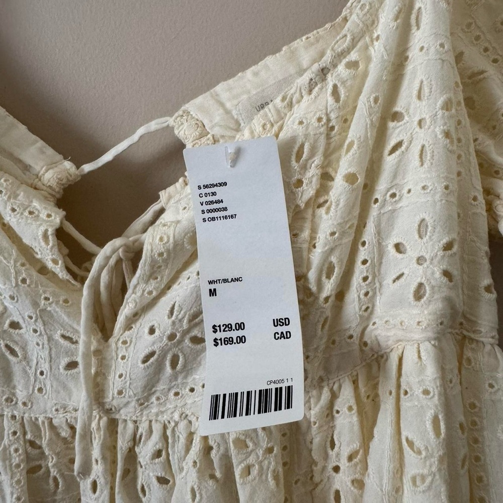 Urban Outfitters NWT Mini Dress Eyelet Coquette Cream Ruffle - Picture 3 of 7
